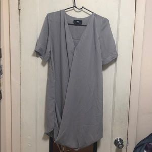 Flowy light gray shirt dress